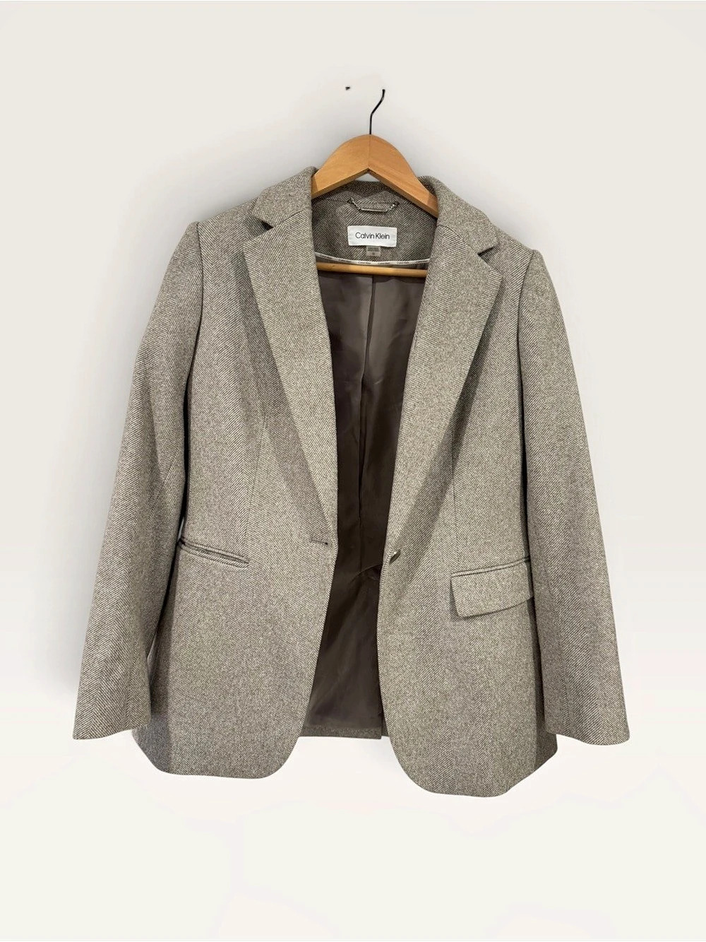 Calvin Klein Houndstooth Blazer in Gray Size 10 Like New